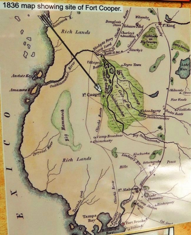 Marker detail: 1836 map showing site of Fort Cooper image. Click for full size.