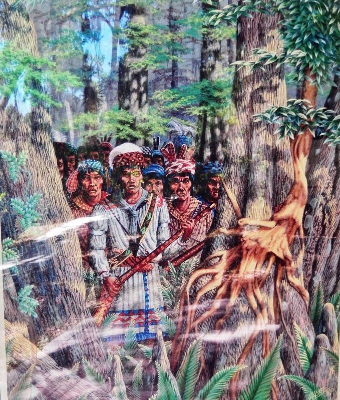 Marker detail: Natives in the forest. Click for full size. Marker detail: Natives in the forest image. Click for full size.