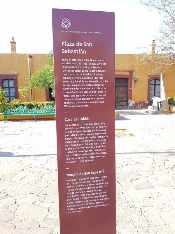 Plaza de San Sebastián / Casa del Faldón / Temple of San Sebastián Marker. Click for full size. Plaza de San Sebastián / Casa del Faldón / Temple of San Sebastián Marker image. Click for full size.