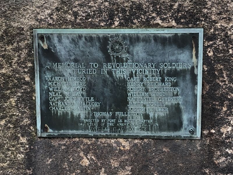 A Memorial to Revolutionary Soldiers Buried in this Vicinity Marker. Click for full size. A Memorial to Revolutionary Soldiers Buried in this Vicinity Marker image. Click for full size.