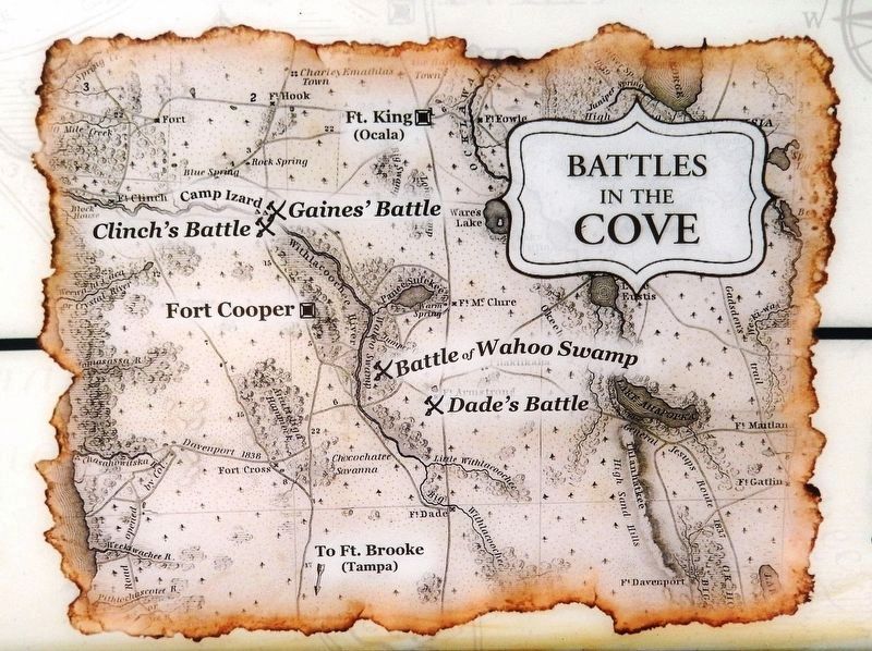 Marker detail: Battles in the Cove map image. Click for full size.