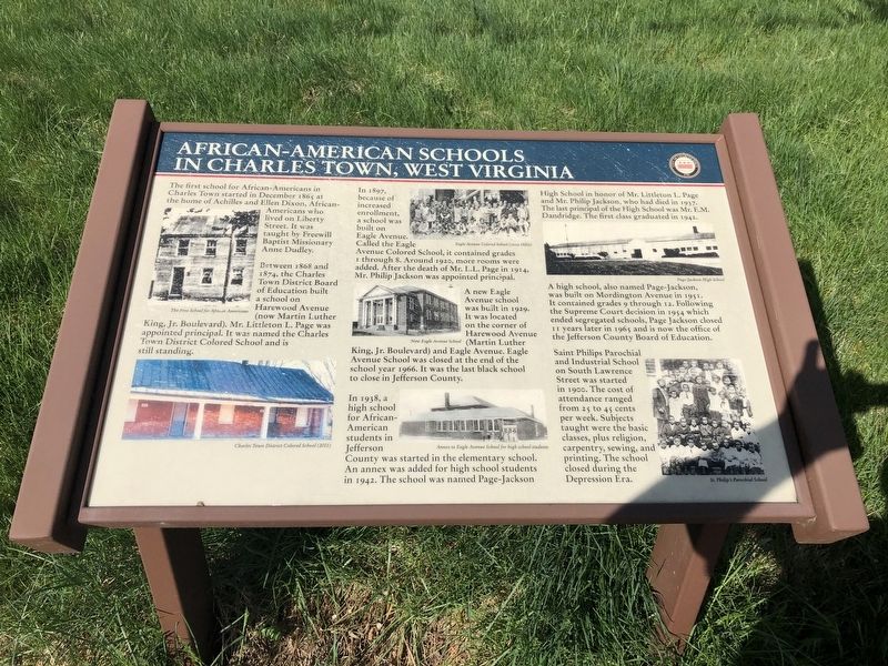 African-American Schools in Charles Town, West Virginia Marker image. Click for full size.