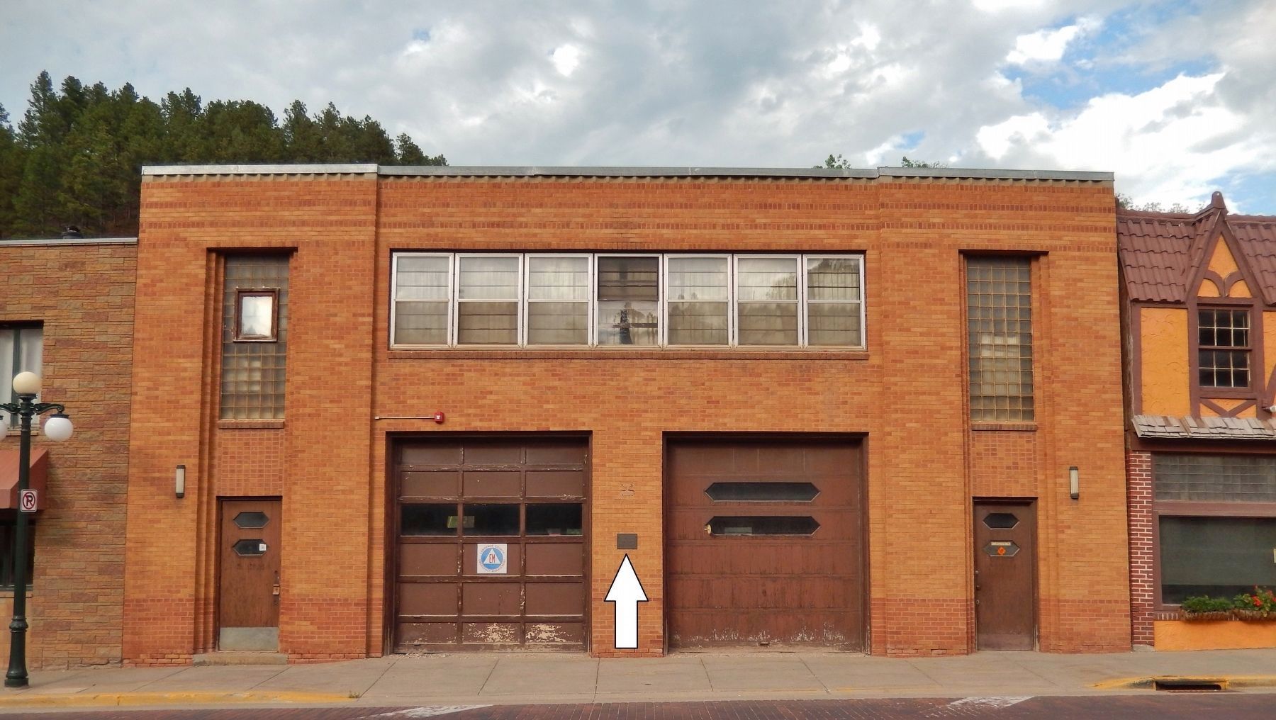 Utility Building (<i>marker visible front center, between the two service doorways</i>). Click for full size. Utility Building (<i>marker visible front center, between the two service doorways</i>) image. Click for full size.