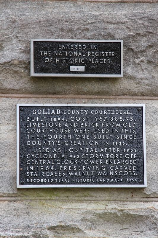 Goliad County Courthouse Marker image. Click for full size.