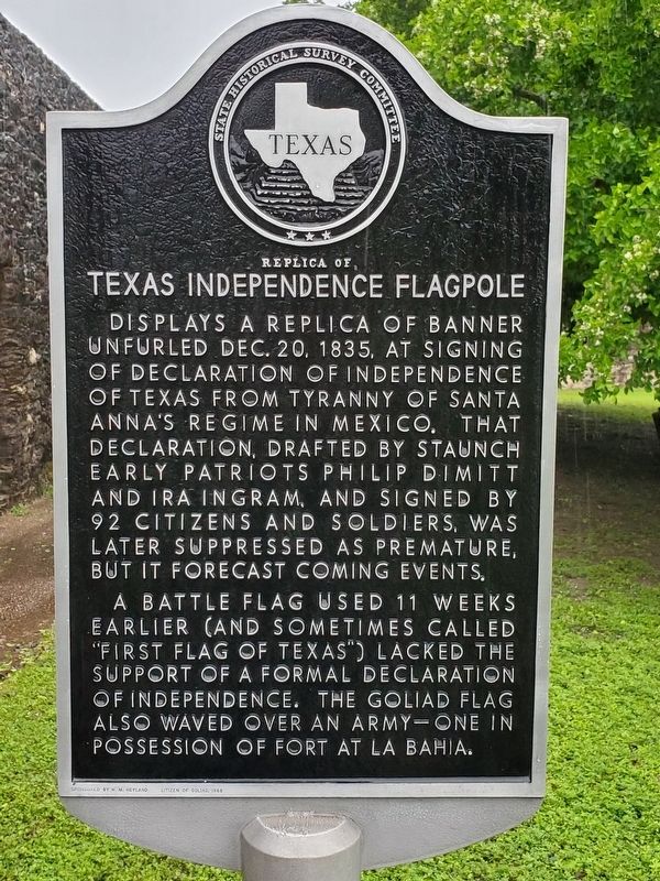 Replica of Texas Independence Flagpole Marker. Click for full size. Replica of Texas Independence Flagpole Marker image. Click for full size.
