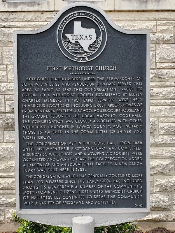 First Methodist Church of Hallettsville Marker image. Click for full size.