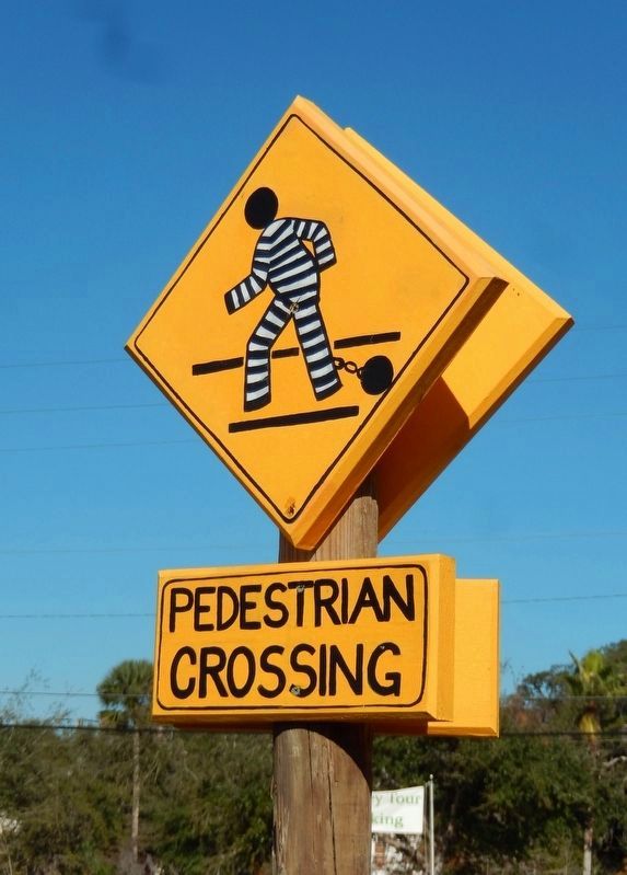 Pedestrian Crossing Sign (<i>near marker</i>) image. Click for full size.