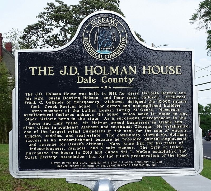 J.D. Holman House Marker image. Click for full size.