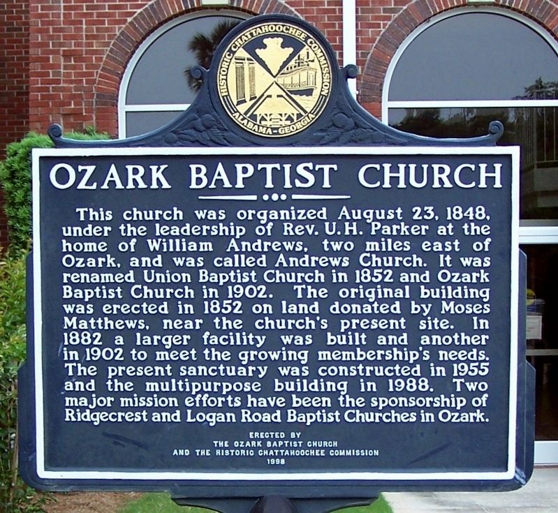 Ozark Baptist Church/Church Pastors Marker, side 1 image. Click for full size.