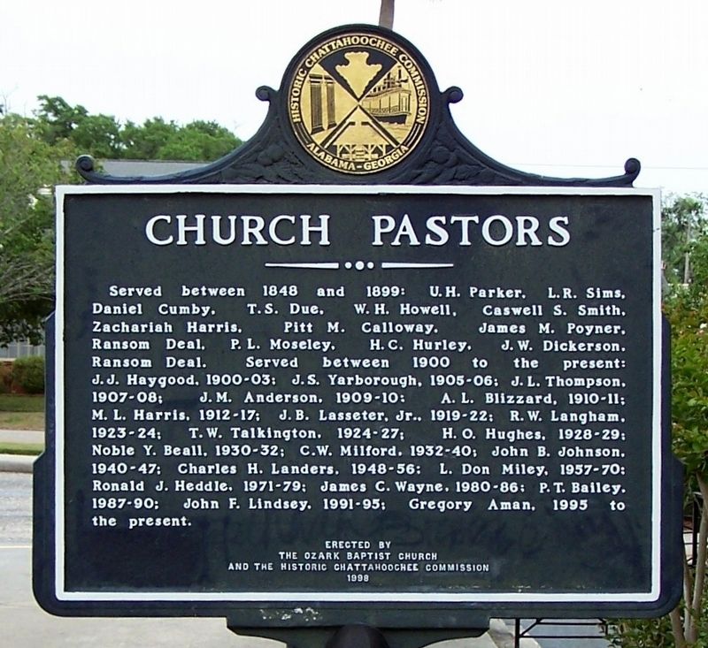 Ozark Baptist Church/Church Pastors Marker, side 2 image. Click for full size.