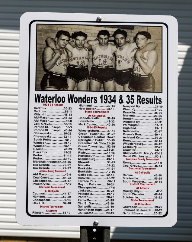The Waterloo Wonders 1934 & 35 Results. Click for full size. The Waterloo Wonders 1934 & 35 Results image. Click for full size.