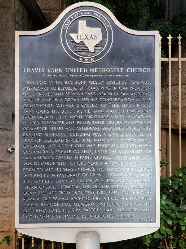 Travis Park United Methodist Church Marker image. Click for full size.