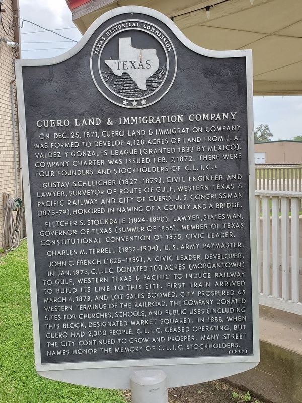 Cuero Land and Immigration Company Marker image. Click for full size.