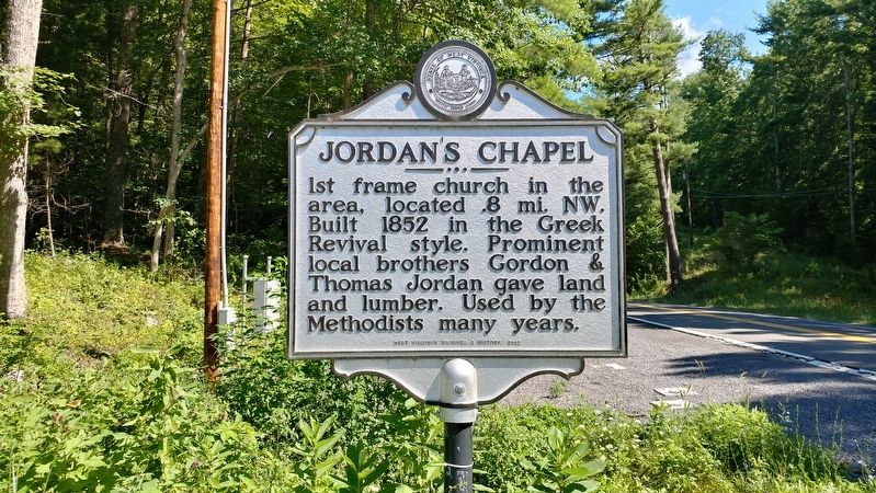 Jordan's Chapel Marker. Click for full size. Jordan's Chapel Marker image. Click for full size.