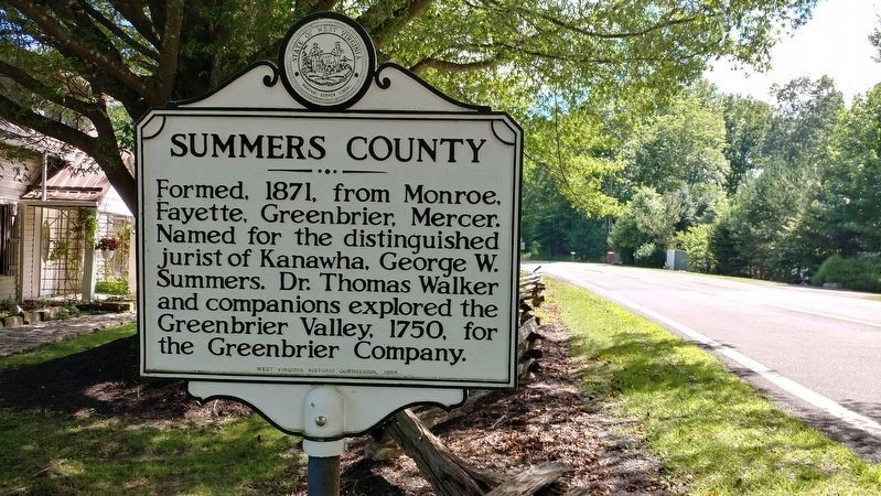 Summers County Marker. Click for full size. Summers County Marker image. Click for full size.