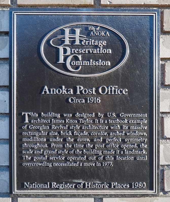 Anoka Post Office marker image. Click for full size.