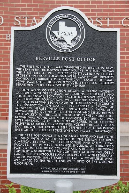 Beeville Post Office Marker image. Click for full size.