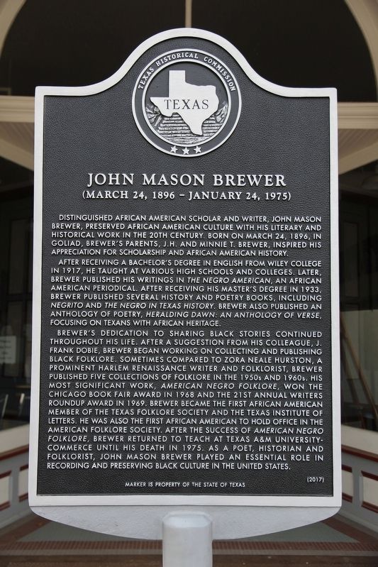 John Mason Brewer Marker image. Click for full size.