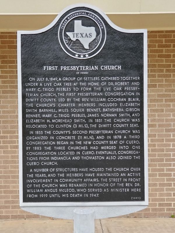 First Presbyterian Church of Cuero Marker image. Click for full size.