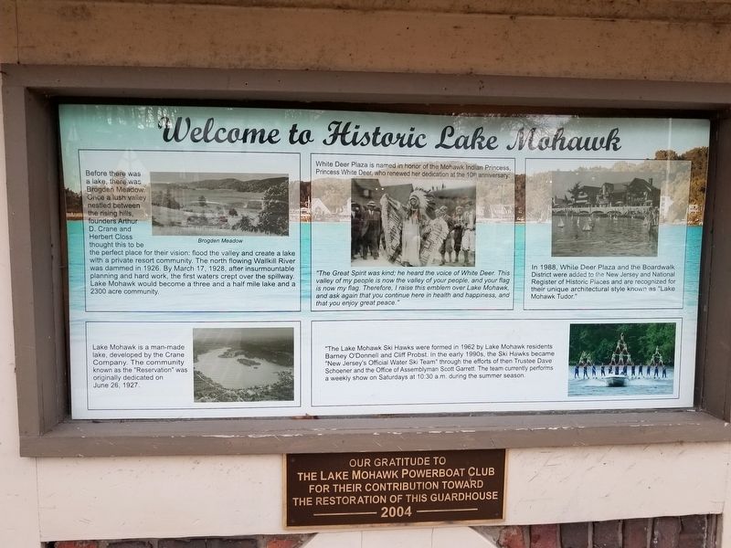 Historic Lake Mohawk Marker image. Click for full size.