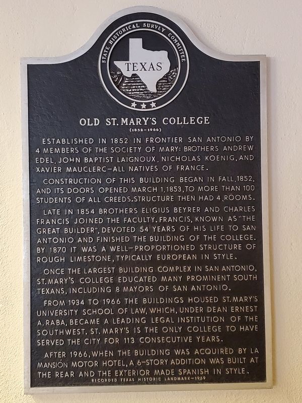 Old St. Mary's College Marker. Click for full size. Old St. Mary's College Marker image. Click for full size.