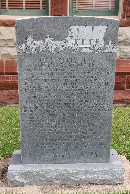 Old Chisholm Trail Centennial Monument. Click for full size. Old Chisholm Trail Centennial Monument image. Click for full size.