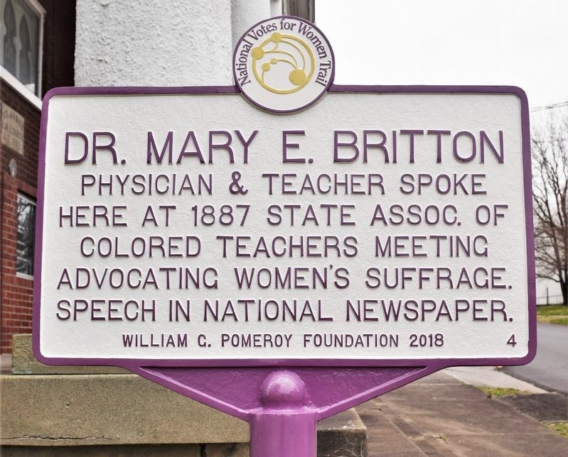 Dr. Mary E. Britton Marker. Click for full size. Dr. Mary E. Britton Marker image. Click for full size.