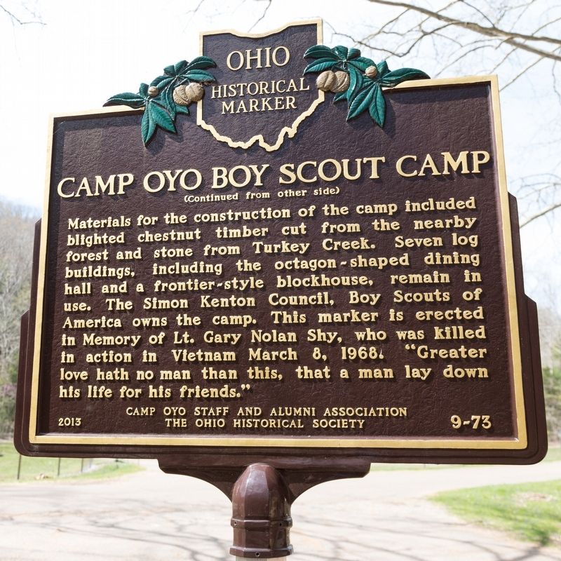 Camp Oyo Boy Scout Camp Marker, side two image. Click for full size.