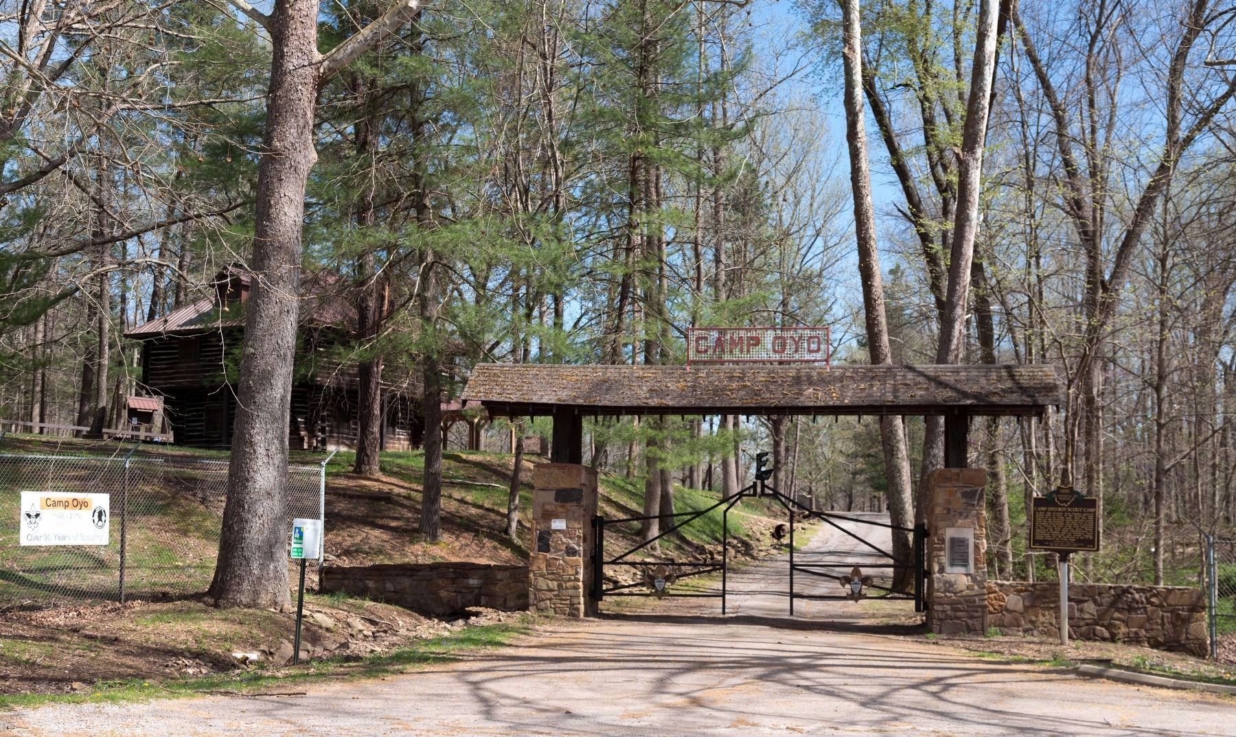 Camp Oyo Main Gate and Marker image. Click for full size.