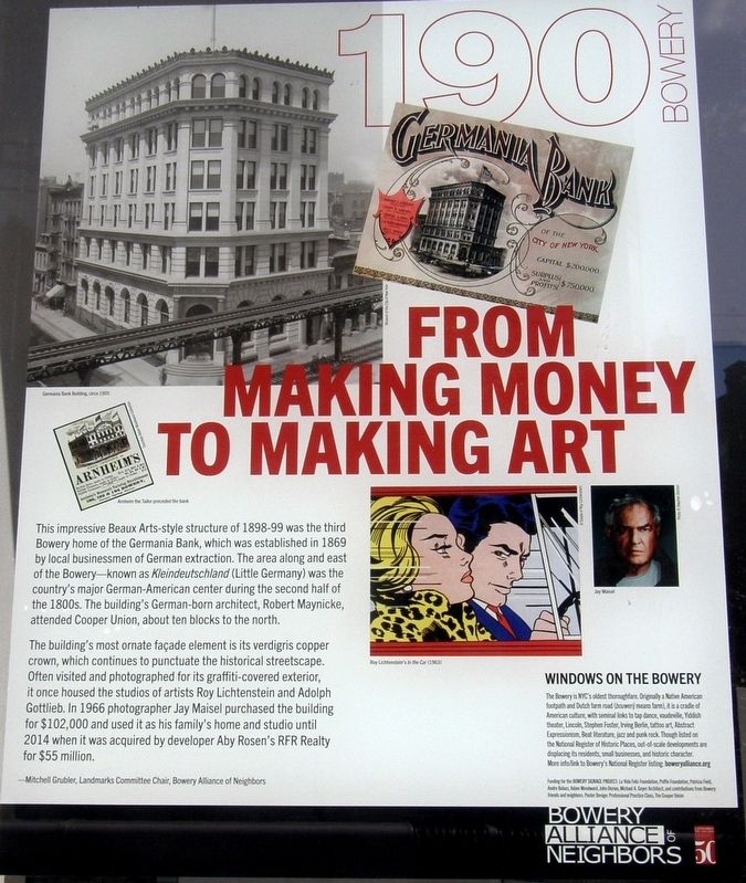 From Making Money To Making Art Marker image. Click for full size.