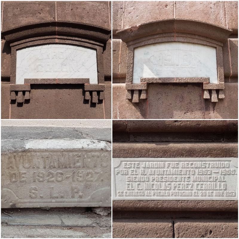 Additional markers and text on the 100th Anniversary of Mexican Independence Tower image. Click for full size.