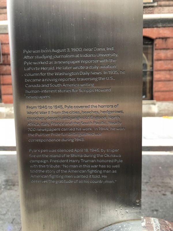 Ernest "Ernie" Pyle Marker. Click for full size. Ernest "Ernie" Pyle Marker image. Click for full size.