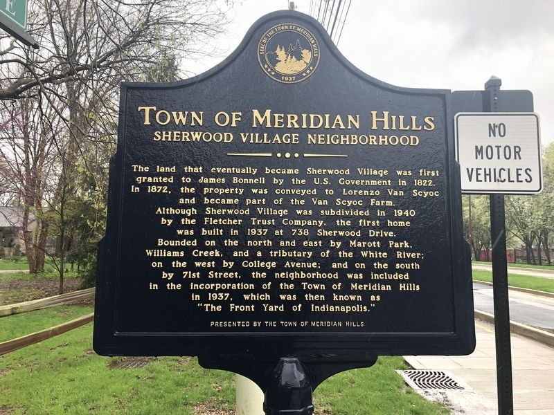 Town of Meridian Hills Marker image. Click for full size.