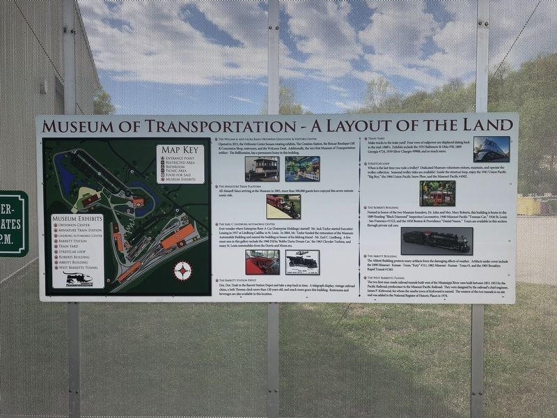 Museum of Transportation - A Layout of the Land Marker image. Click for full size.