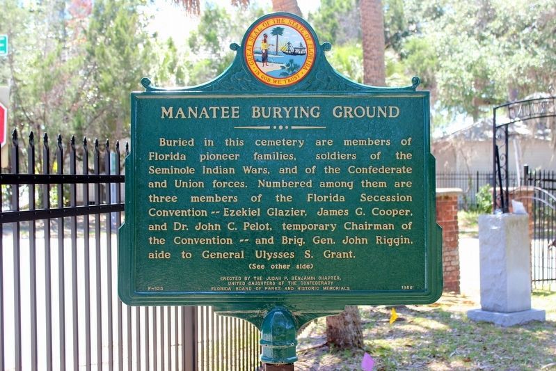 Restored Manatee Burying Ground Marker-Side 2 image. Click for full size.