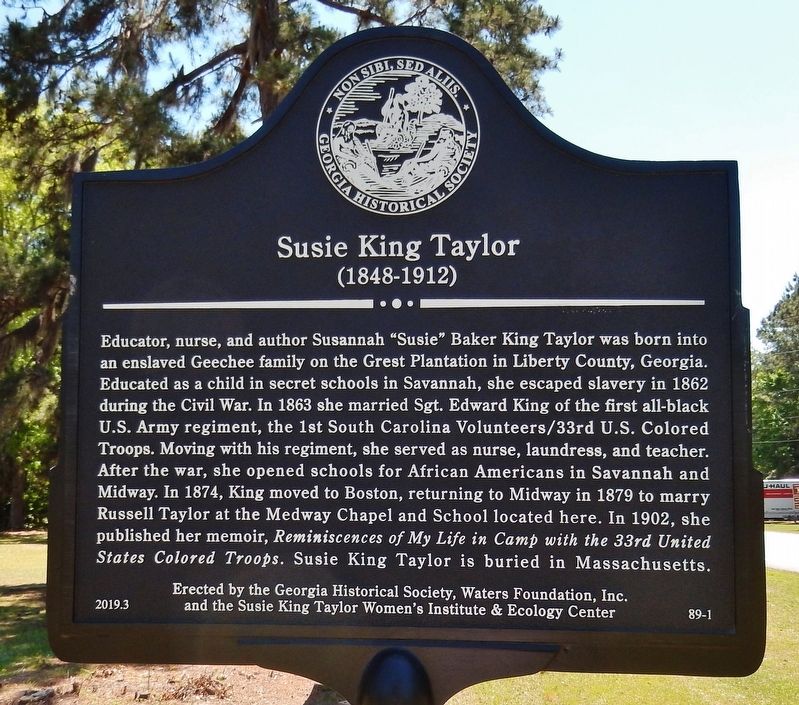Susie King Taylor Marker image. Click for full size.