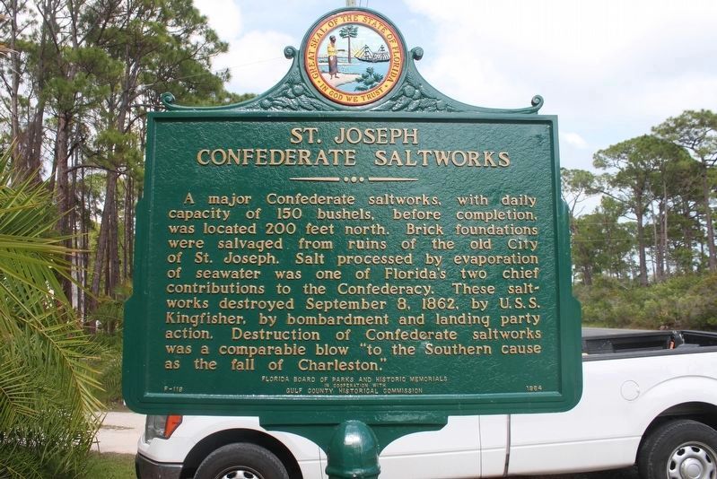 Restored St. Joseph Confederate Saltworks Marker image. Click for full size.