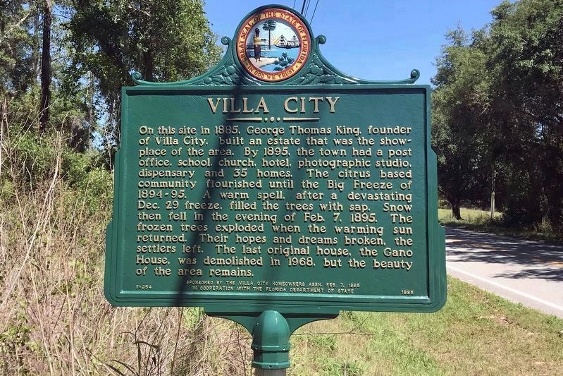 Restored Villa City Marker looking east on Lake Emma Road. image. Click for full size.