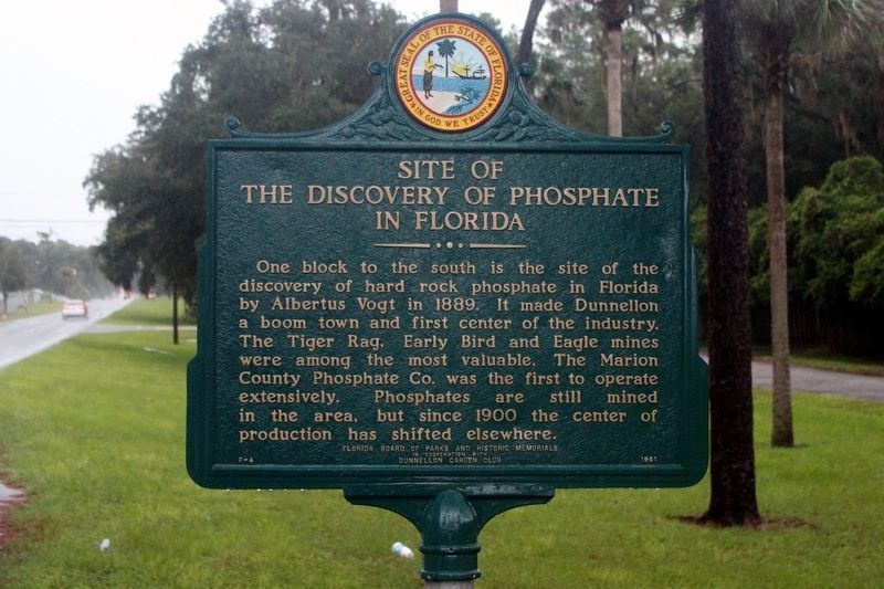 Restored Site of the Discovery of Phosphate in Florida Marker image. Click for full size.