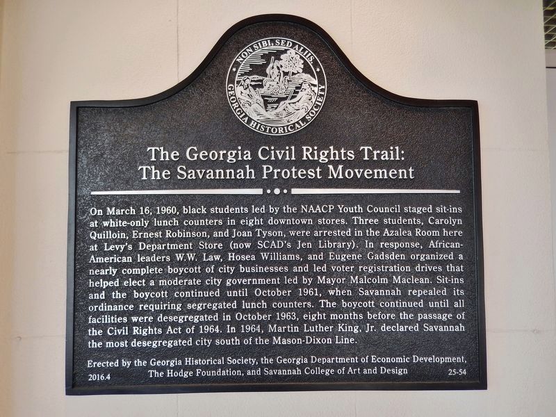 The Savannah Protest Movement Marker image. Click for full size.