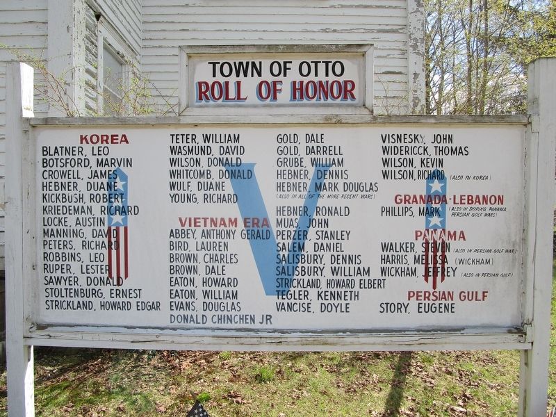 Right Panel Otto Township Roll Of Honor Memorial image. Click for full size.
