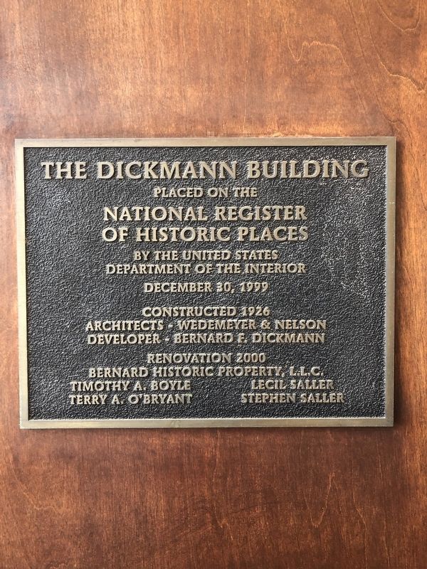The Dickmann Building Marker image. Click for full size.