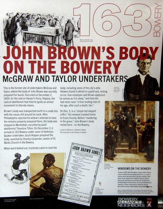 John Brown's Body On The Bowery Marker image. Click for full size.