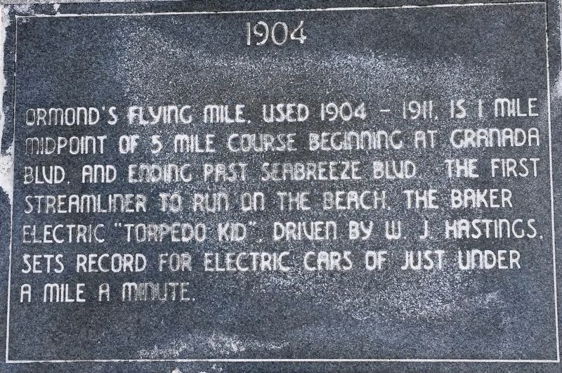 Ormond's Flying Mile 1904 Marker image. Click for full size.