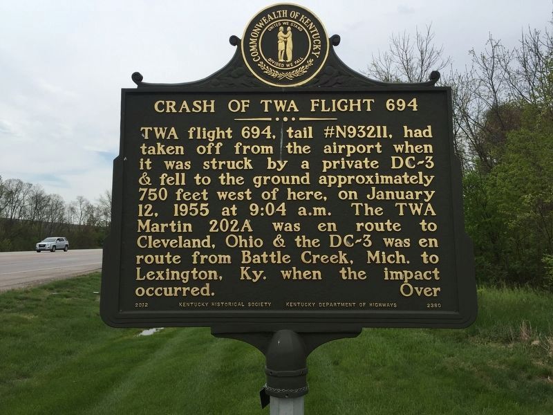 Crash of TWA Flight 694 Marker. Click for full size. Crash of TWA Flight 694 Marker image. Click for full size.