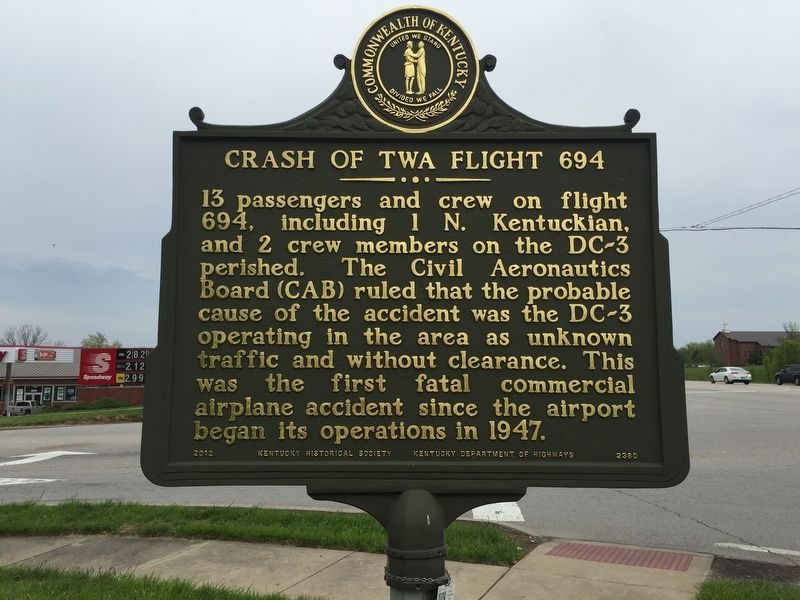 Crash of TWA Flight 694 Marker reverse image. Click for full size.
