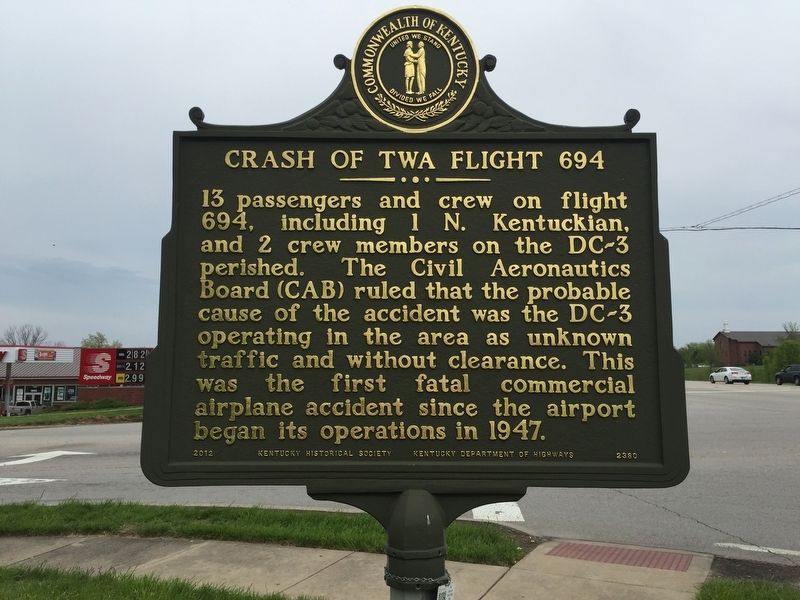Crash of TWA Flight 694 Marker reverse. Click for full size. Crash of TWA Flight 694 Marker reverse image. Click for full size.