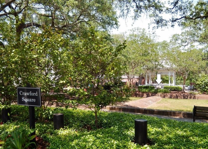 Crawford Square (<i>view north from E. Perry St.; Gazebo and Cistern Marker in background</i>). Click for more information. Crawford Square (<i>view north from E. Perry St.; Gazebo and Cistern Marker in background</i>) image. Click for more information.
