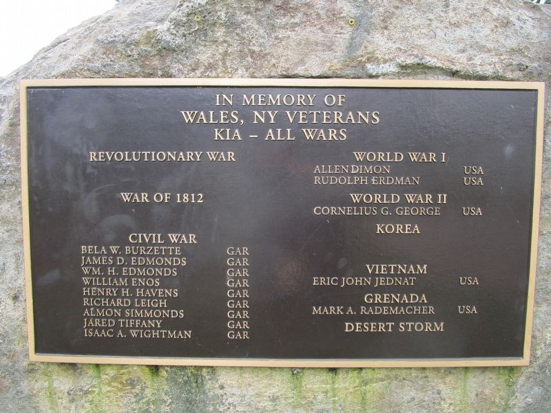 Wales, NY Veterans KIA Memorial. Click for full size. Wales, NY Veterans KIA Memorial image. Click for full size.