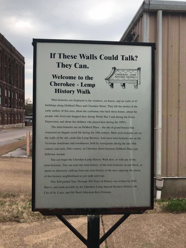 Another marker with the same text is near the intersection of Cherokee Street and DeMenil Place image. Click for full size.